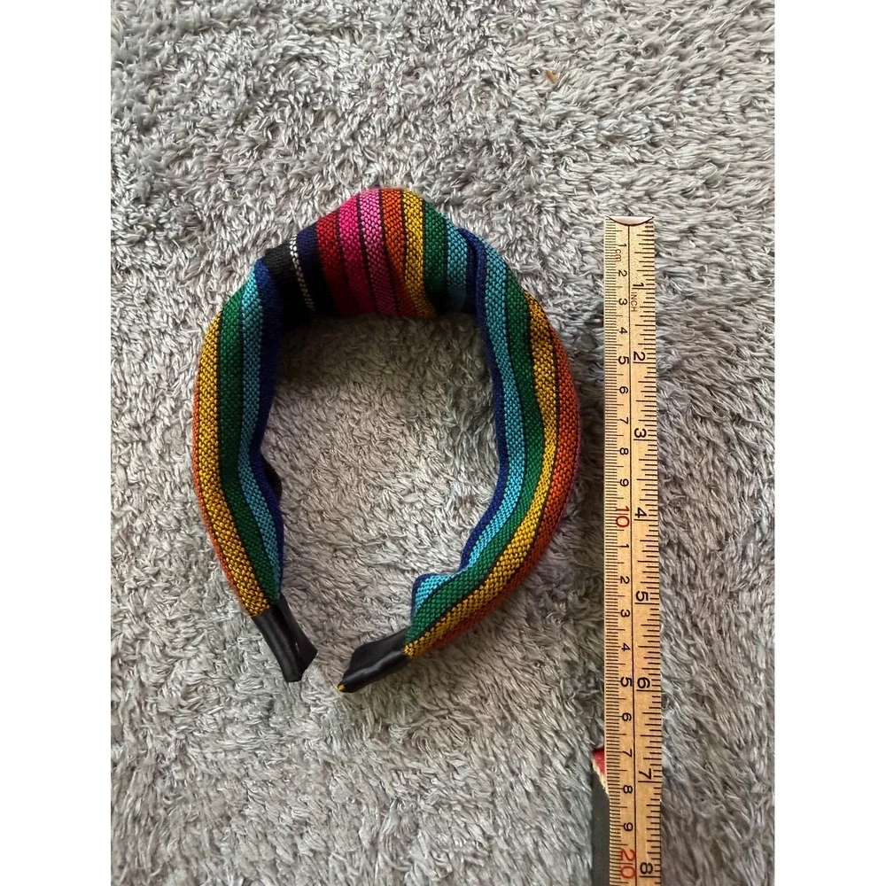 Unbranded Women Knotted Rainbow Headband OS Multi Color Woven Fabric